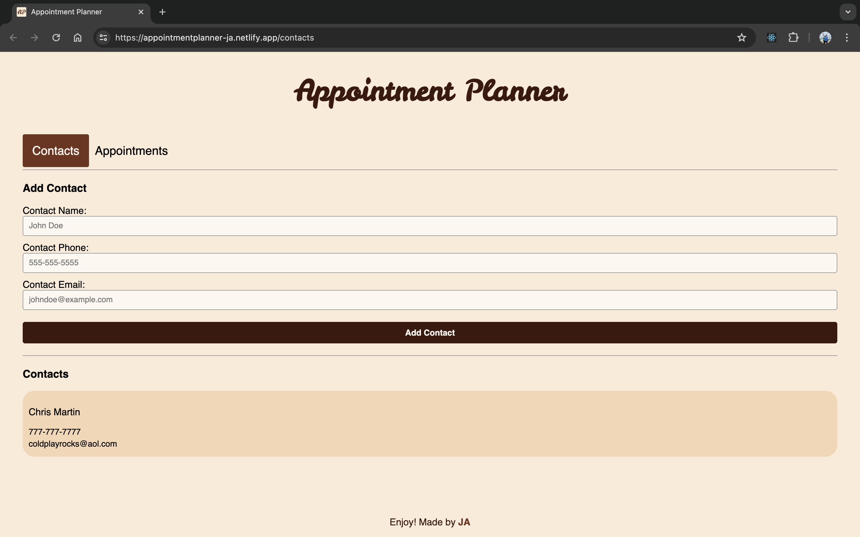 Image of Appointment Planner App